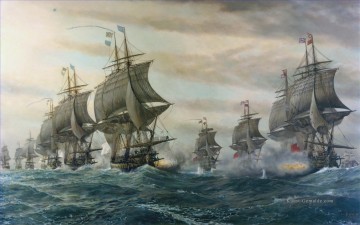  Seeschlachts Malerei - Battle Of Virginia Capes Kriegsschiff Seeschlacht